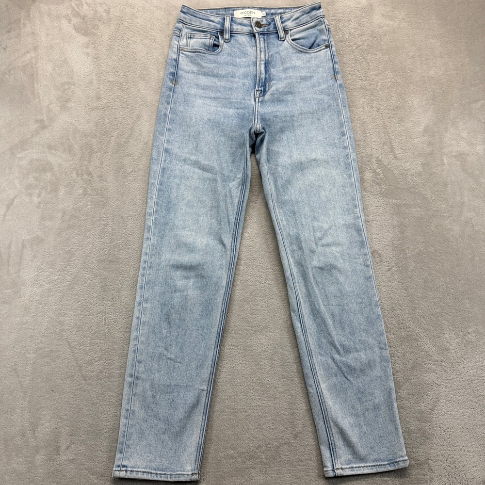 Hidden Los Angeles Jeans Women's 24 Zoey Mom Fit Light Blue Hi Rise Straight Leg